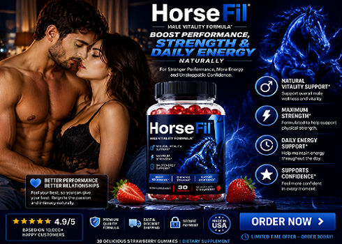Honeyfil Male Performance Gummies bottle with strawberries